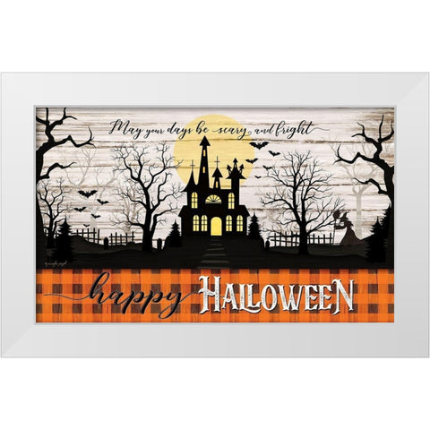 Happy Halloween White Modern Wood Framed Art Print by Pugh, Jennifer