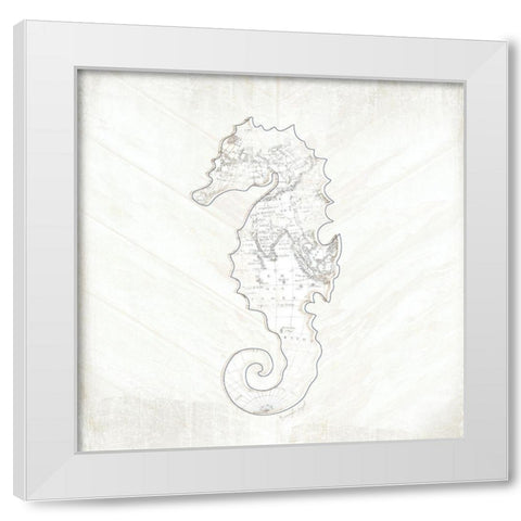 Coastal Seahorse White Modern Wood Framed Art Print by Pugh, Jennifer