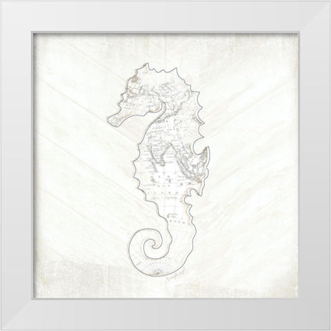 Coastal Seahorse White Modern Wood Framed Art Print by Pugh, Jennifer