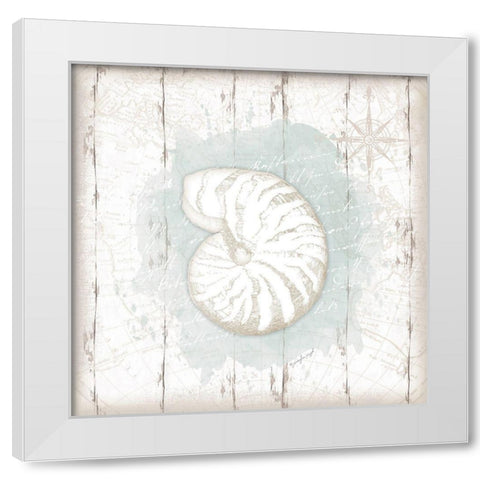 Calming Coastal Shell White Modern Wood Framed Art Print by Pugh, Jennifer