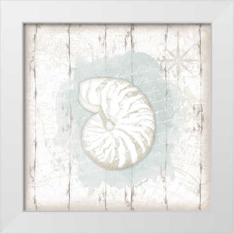 Calming Coastal Shell White Modern Wood Framed Art Print by Pugh, Jennifer