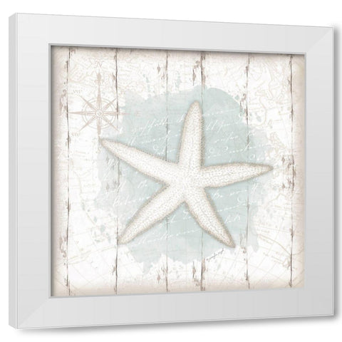 Calming Coastal Starfish White Modern Wood Framed Art Print by Pugh, Jennifer