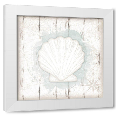 Calming Coastal Shell II White Modern Wood Framed Art Print by Pugh, Jennifer