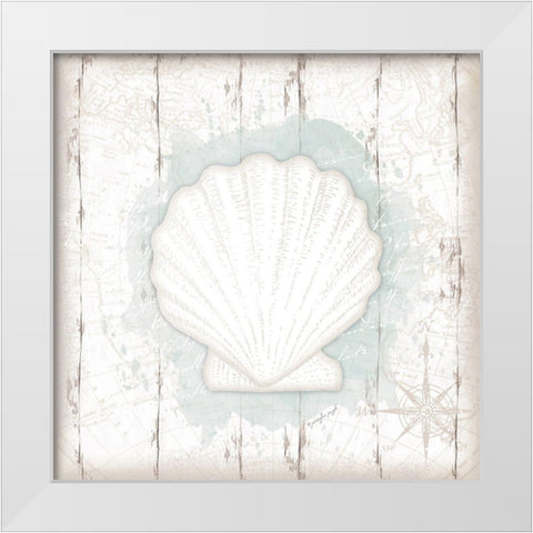 Calming Coastal Shell II White Modern Wood Framed Art Print by Pugh, Jennifer