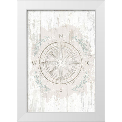 Calming Coastal Compass White Modern Wood Framed Art Print by Pugh, Jennifer