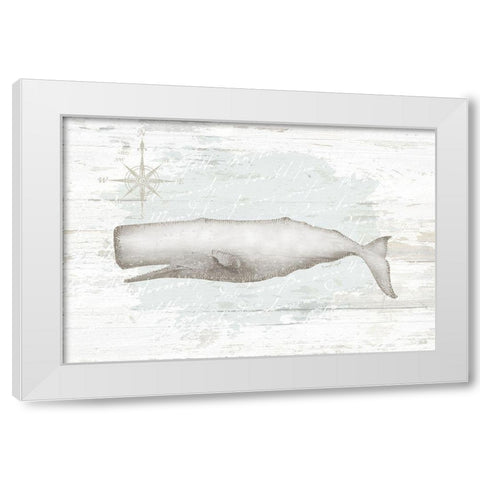 Calming Coastal Whale White Modern Wood Framed Art Print by Pugh, Jennifer