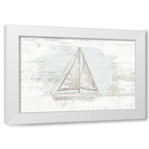 Calming Coastal Sailboat White Modern Wood Framed Art Print by Pugh, Jennifer