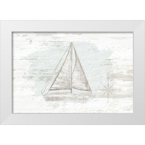 Calming Coastal Sailboat White Modern Wood Framed Art Print by Pugh, Jennifer