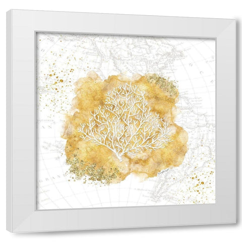 Golden Coral White Modern Wood Framed Art Print by Pugh, Jennifer