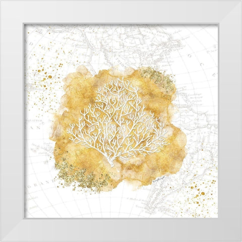 Golden Coral White Modern Wood Framed Art Print by Pugh, Jennifer