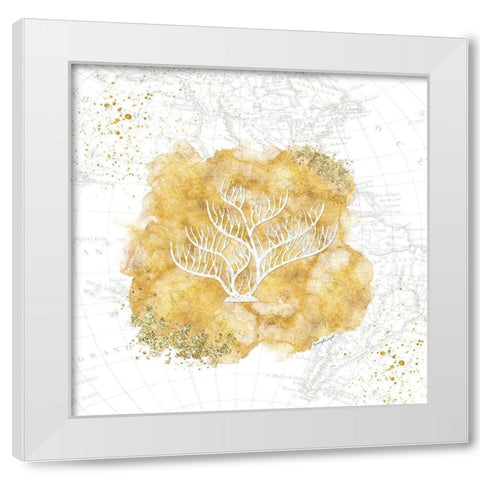 Golden Coral IV White Modern Wood Framed Art Print by Pugh, Jennifer