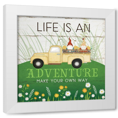 Life is an Adventure White Modern Wood Framed Art Print by Pugh, Jennifer