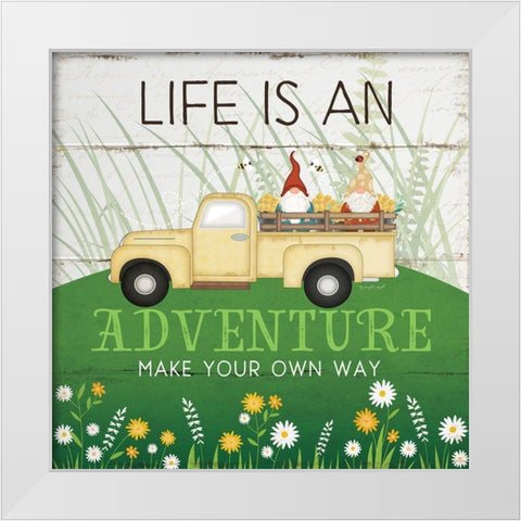 Life is an Adventure White Modern Wood Framed Art Print by Pugh, Jennifer