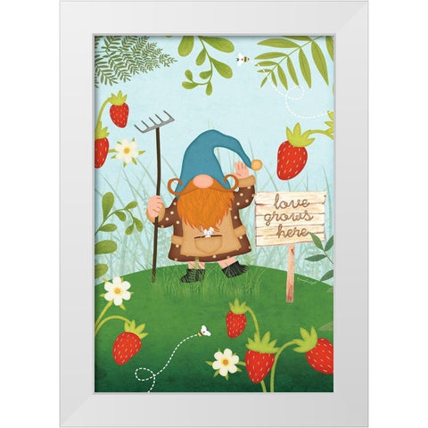 Gnome Berries White Modern Wood Framed Art Print by Pugh, Jennifer