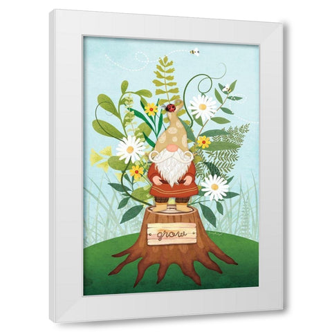 Gnome Grow White Modern Wood Framed Art Print by Pugh, Jennifer