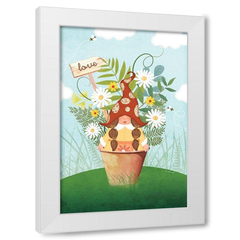 Gnome Love White Modern Wood Framed Art Print by Pugh, Jennifer