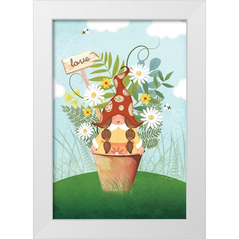 Gnome Love White Modern Wood Framed Art Print by Pugh, Jennifer