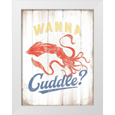 Wanna Cuddle White Modern Wood Framed Art Print by Brando, JJ