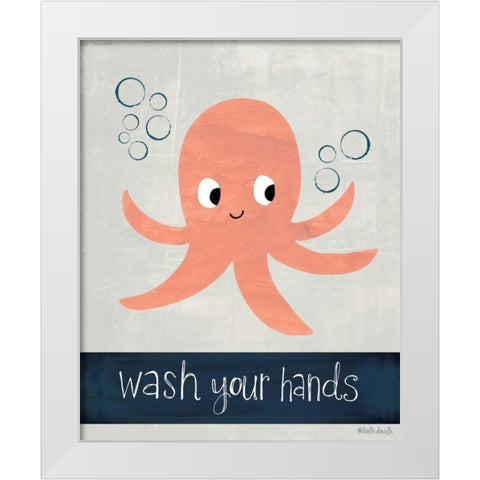 Wash Your Hands White Modern Wood Framed Art Print by Doucette, Katie