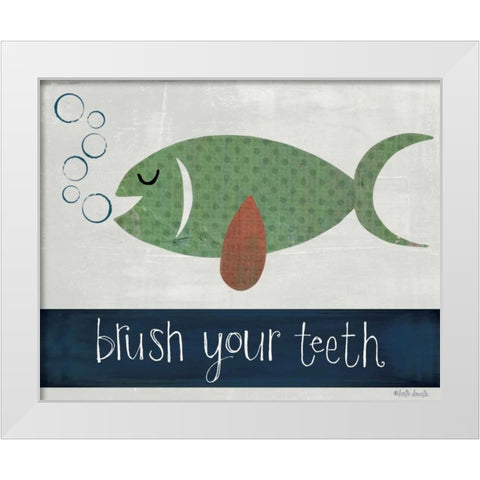 Brush Your Teeth White Modern Wood Framed Art Print by Doucette, Katie
