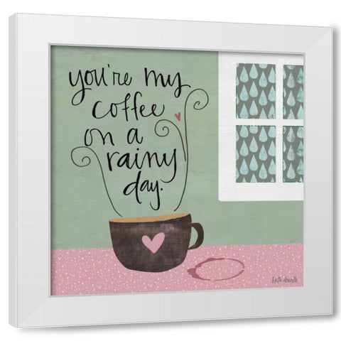 Rainy Day Coffee White Modern Wood Framed Art Print by Doucette, Katie