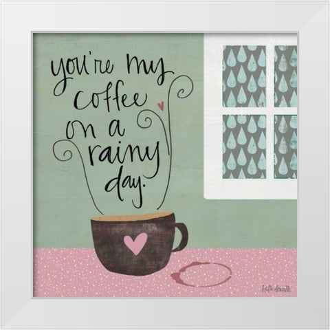 Rainy Day Coffee White Modern Wood Framed Art Print by Doucette, Katie