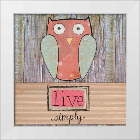 Simple Owl Square White Modern Wood Framed Art Print by Doucette, Katie