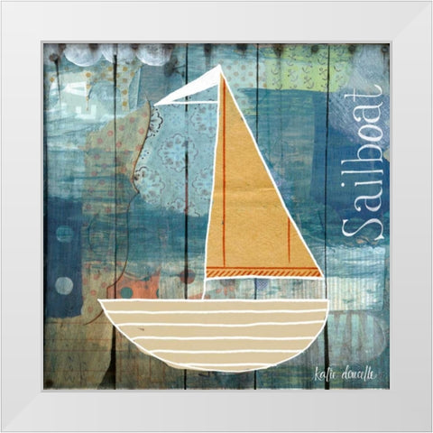 Sailboat Collage White Modern Wood Framed Art Print by Doucette, Katie