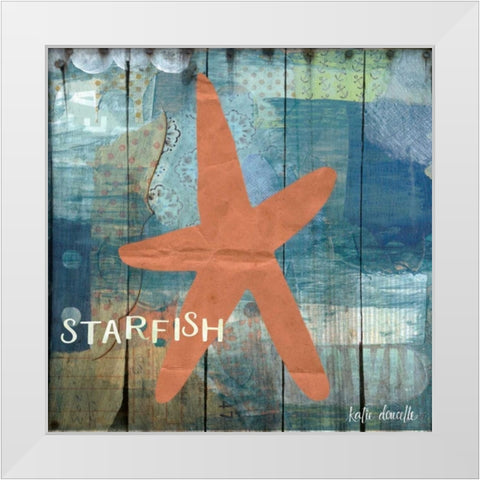 Starfish Collage White Modern Wood Framed Art Print by Doucette, Katie