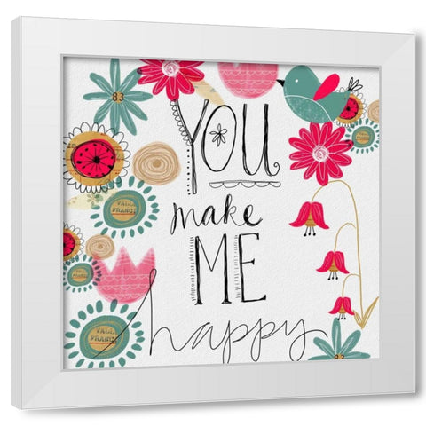 You Make Me Happy White Modern Wood Framed Art Print by Doucette, Katie