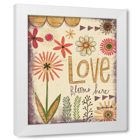 Love Blooms Here White Modern Wood Framed Art Print by Doucette, Katie