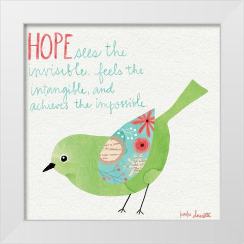 Hope Watercolor Bird White Modern Wood Framed Art Print by Doucette, Katie