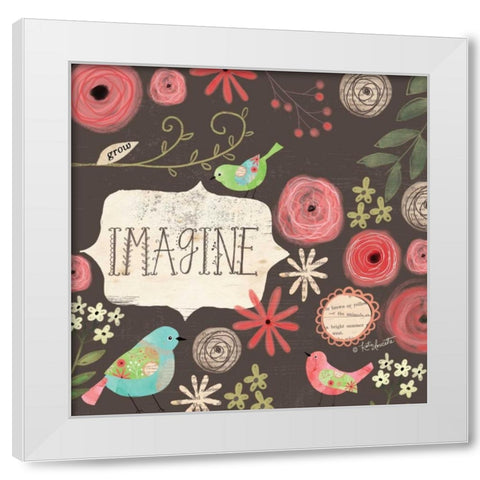 Imagine Birds White Modern Wood Framed Art Print by Doucette, Katie