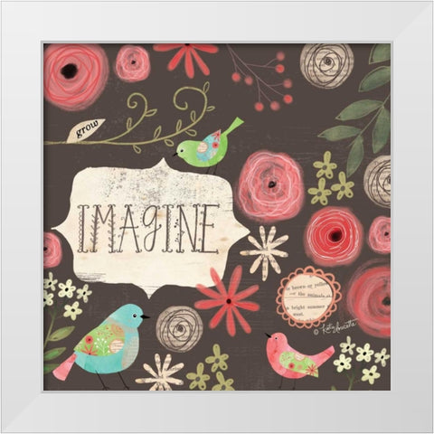 Imagine Birds White Modern Wood Framed Art Print by Doucette, Katie