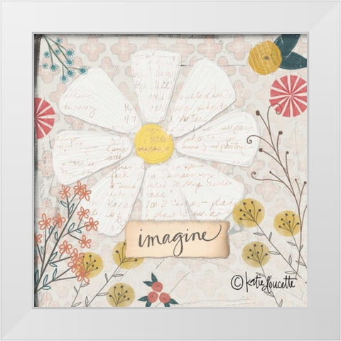 Imagine Daisy White Modern Wood Framed Art Print by Doucette, Katie