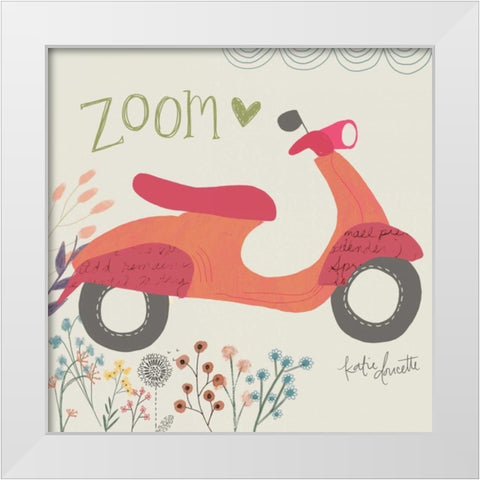 Zoom Scooter White Modern Wood Framed Art Print by Doucette, Katie