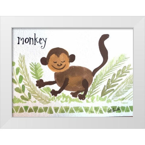 Monkey White Modern Wood Framed Art Print by Doucette, Katie