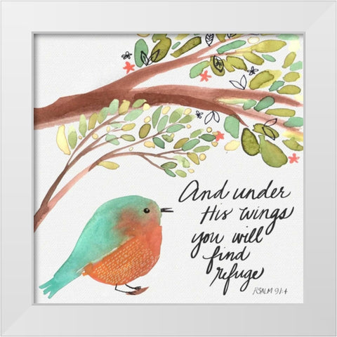 Under His Wings White Modern Wood Framed Art Print by Doucette, Katie