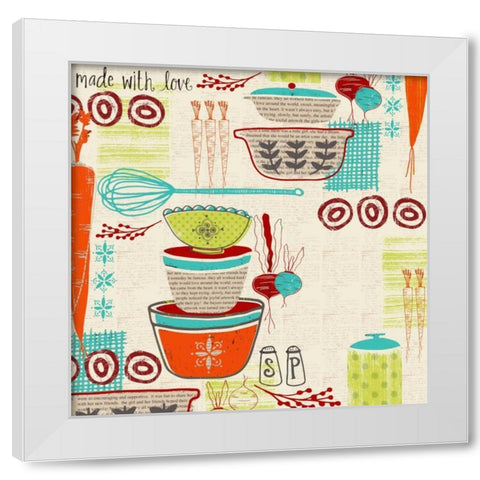 Retro Kitchen White Modern Wood Framed Art Print by Doucette, Katie
