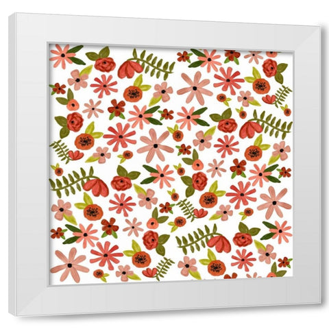 Painted Flowers White Modern Wood Framed Art Print by Doucette, Katie