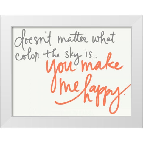 Make Me Happy White Modern Wood Framed Art Print by Doucette, Katie