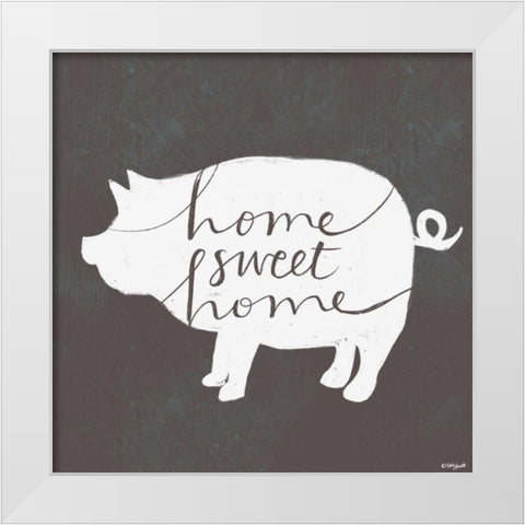 Home Sweet Home Pig White Modern Wood Framed Art Print by Doucette, Katie