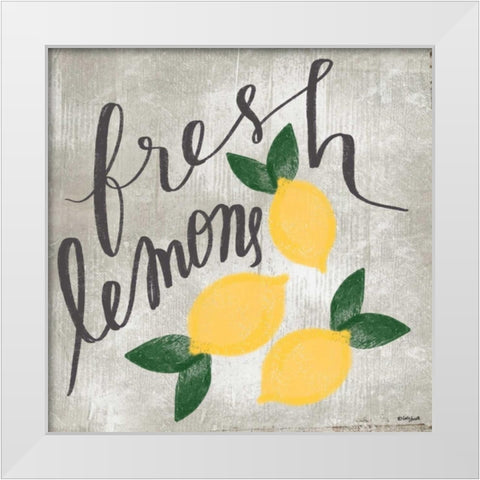 Fresh Lemons White Modern Wood Framed Art Print by Doucette, Katie
