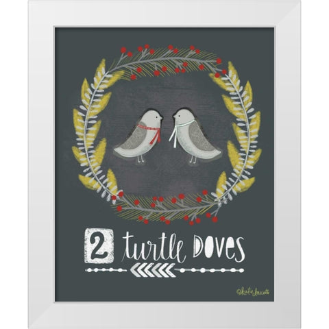 2 Turtledoves White Modern Wood Framed Art Print by Doucette, Katie