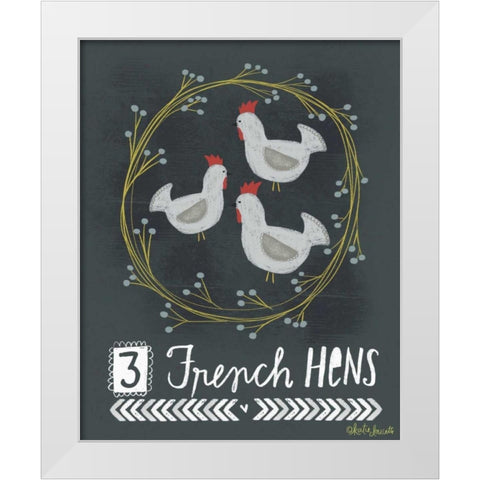 3 French Hens White Modern Wood Framed Art Print by Doucette, Katie