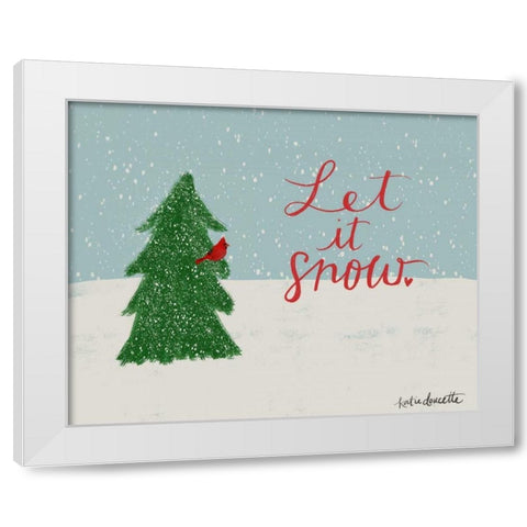 Let It Snow Cardinal White Modern Wood Framed Art Print by Doucette, Katie