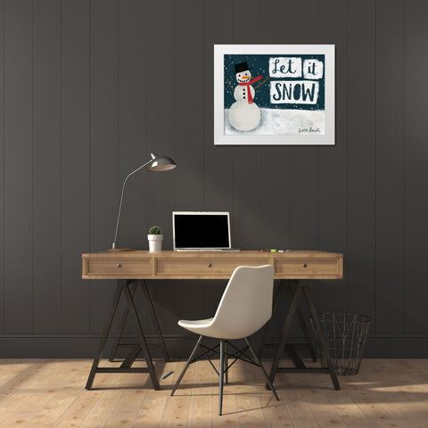 Night Snowman White Modern Wood Framed Art Print by Doucette, Katie