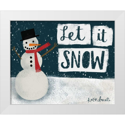 Night Snowman White Modern Wood Framed Art Print by Doucette, Katie