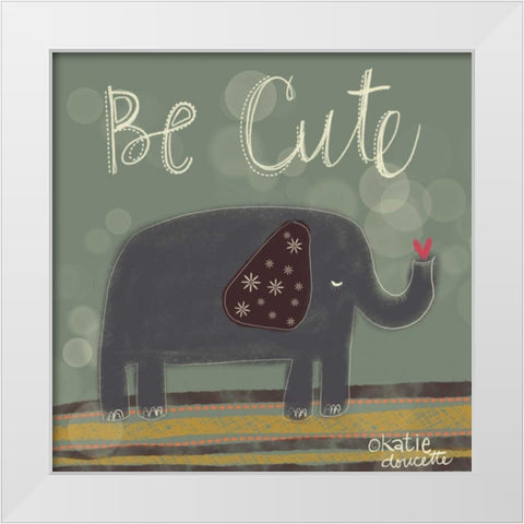 Cute Elephant White Modern Wood Framed Art Print by Doucette, Katie