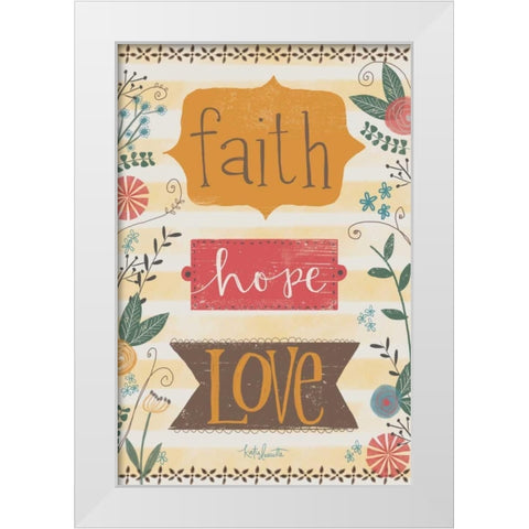Faith, Hope, Love White Modern Wood Framed Art Print by Doucette, Katie